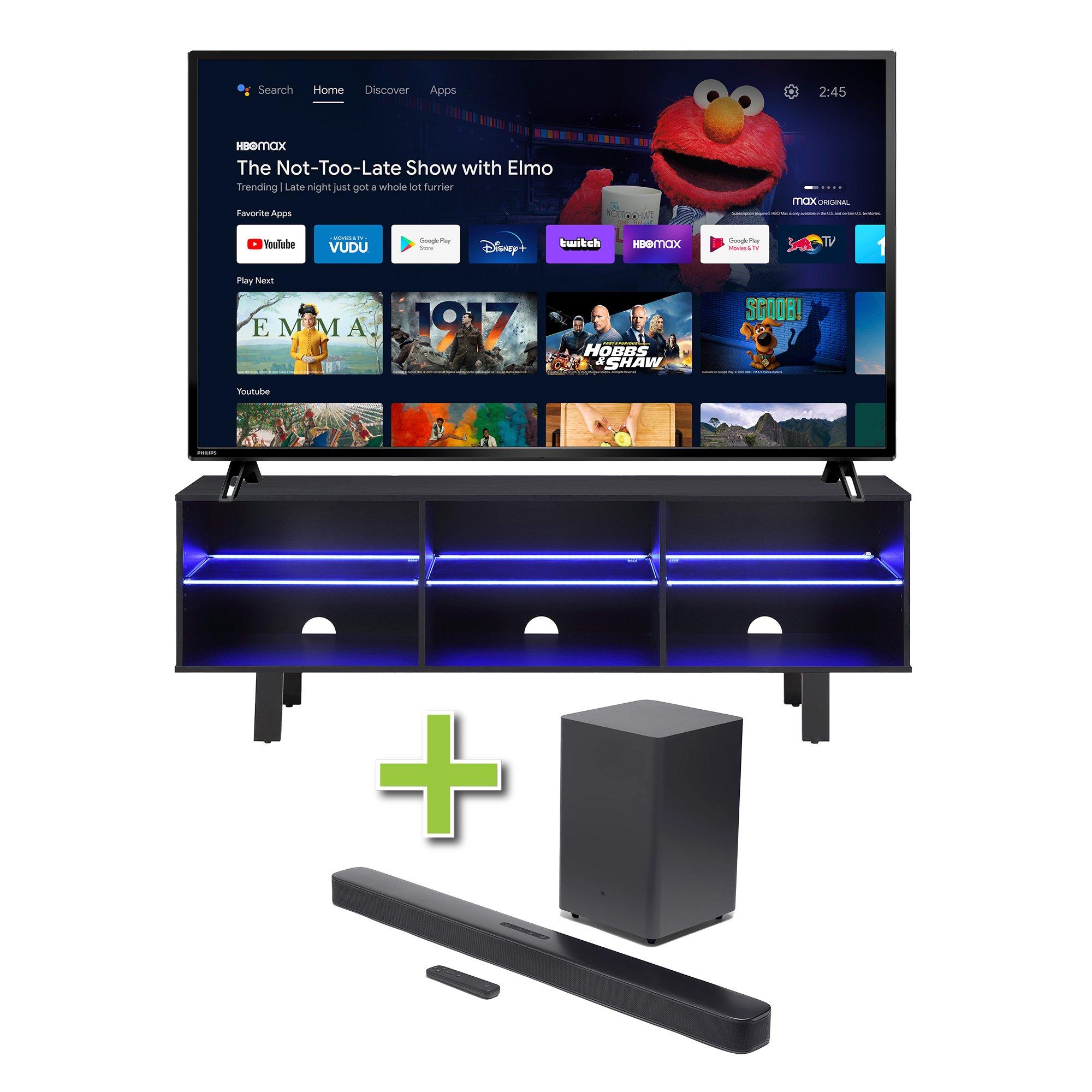 Rent to Own Philips 65" Philips TV w/ Soundbar & TV Stand at Aaron's today!